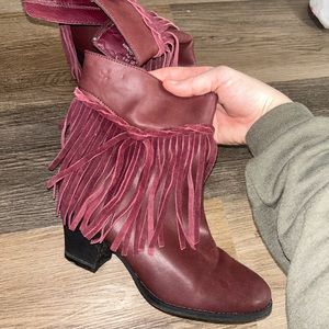 Red Fringe Boots